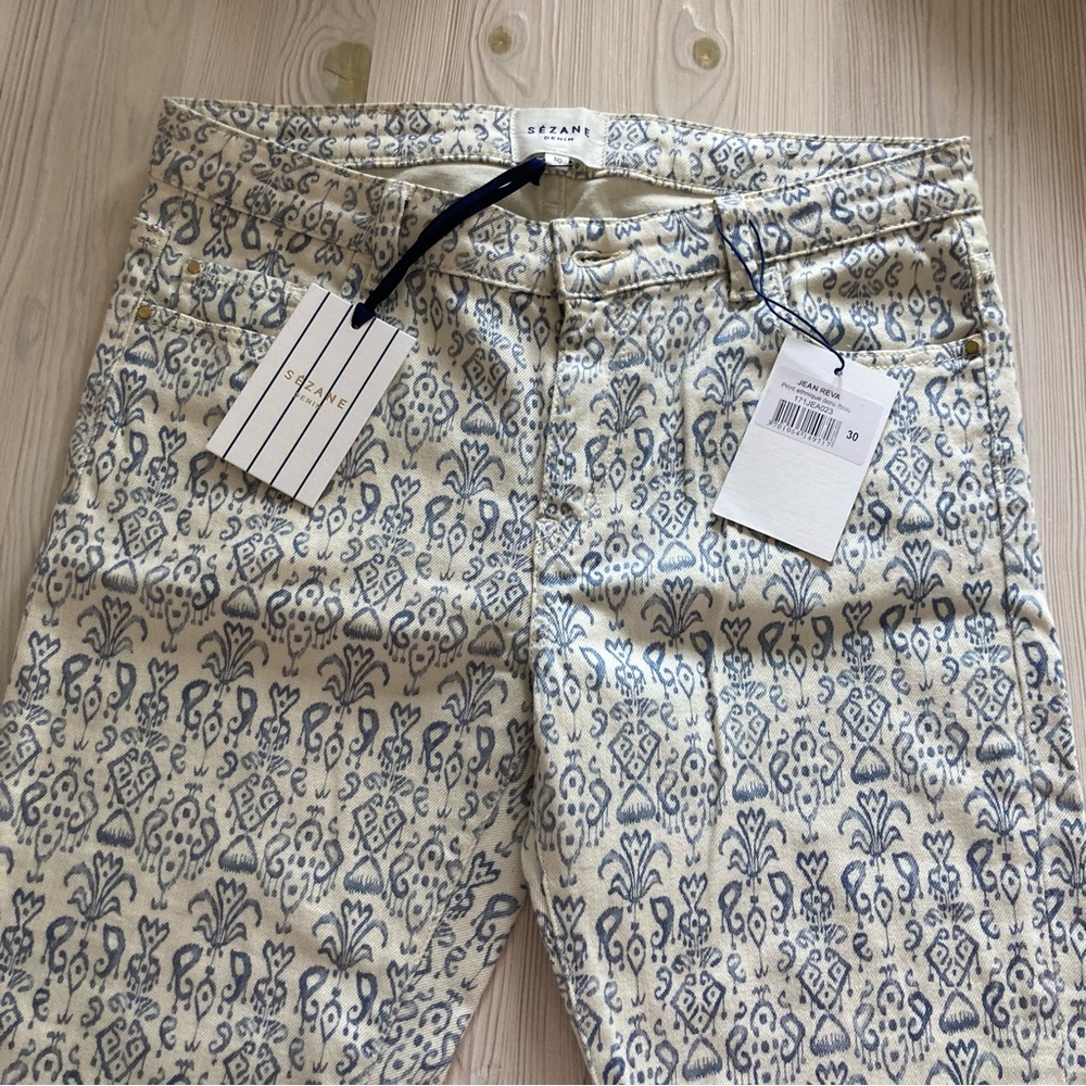 Sézane Reva Ivory Patterned Jeans size 30 NWT